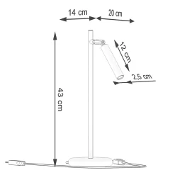 Lampe de bureau en acier 1 ampoule 3000K - 14x20x43cm Sollux