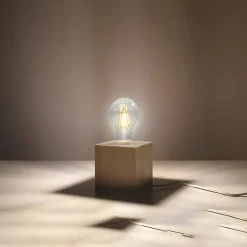 Lampe de bureau en bois 1 ampoule 3000K - 10x10x10cm Sollux