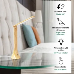 Lampe de Bureau FISHTEC LED Wood Touch