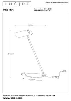 Lampe de bureau HESTER en métal avec 1xGU10 - Anthracite - Lucide
