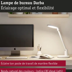 Lampe de bureau LED Darba 4000K 1150lm 15W Blanc dépoli