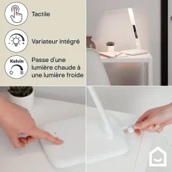 Lampe de bureau LED intégrée variable Conjola 600lm 12W IP20 variable GoodHome blanc