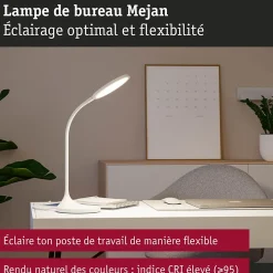 Lampe de bureau LED Mejan 4000K 1200lm 15W Blanc dépoli