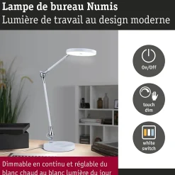 Lampe de bureau LED Numis White Switch 1000lm 11W Blanc