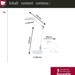 Lampe de bureau LED Numis QI White Switch 1000lm 11W Blanc