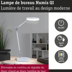 Lampe de bureau LED Numis QI White Switch 1000lm 11W Blanc