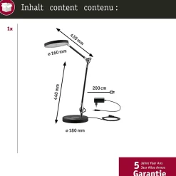 Lampe de bureau LED Numis White Switch 1000lm 11W Noir