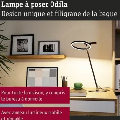 Lampe de bureau LED Odila Tunable White 650lm 10,4W Noir mat, Chrome