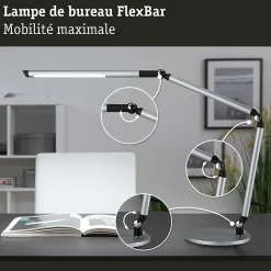 Lampe de bureau LED 3-Step-Dim FlexBar White Switch 700lm 9,5W Argent mat
