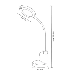Lampe de bureau LED 7W avec interrupteur tactile et porte-stylo. Noir
