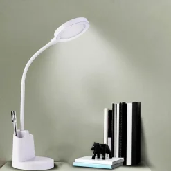 Lampe de bureau LED 7W avec interrupteur tactile et porte-stylo. Blanc