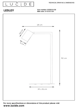 Lampe de bureau LESLEY en métal avec 1xGU10 - Noir - Lucide