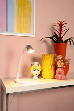 Lampe de bureau LUDO en synthétique avec LED intégré - Blanc - Lucide