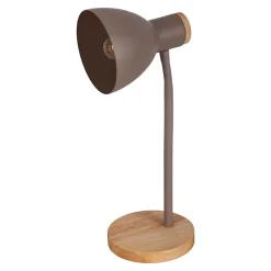 Lampe de bureau 'MARIE' en métal et bois, E14, brun, hauteur 36,5 cm