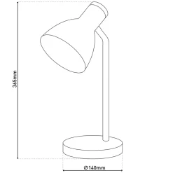 Lampe de bureau 'MARIE' en métal et bois, E14, brun, hauteur 36,5 cm