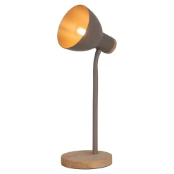 Lampe de bureau 'MARIE' en métal et bois, E14, brun, hauteur 36,5 cm
