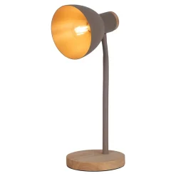 Lampe de bureau 'MARIE' en métal et bois, E14, brun, hauteur 36,5 cm