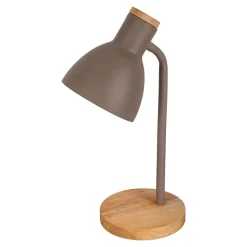 Lampe de bureau 'MARIE' en métal et bois, E14, brun, hauteur 36,5 cm