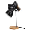 Lampe de bureau 'MARIE' en métal et bois, E14, noir, hauteur 36,5 cm