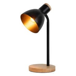 Lampe de bureau 'MARIE' en métal et bois, E14, noir, hauteur 36,5 cm