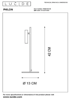 Lampe de bureau PHILON en aluminium avec LED intégré - Noir - Lucide