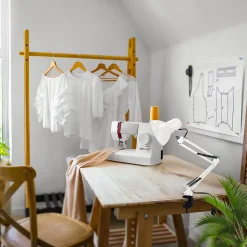 Lampe de bureau PIXI White douille E27 blanche set avec base et pince avec Bras Pivotant Réglable EDO777536 EDO