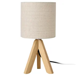 Lampe De Bureau Trépied E14 Bois Lin Hauteur 37.5 Cm Beige Bois Naturel lux.pro
