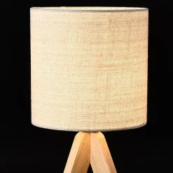 Lampe De Bureau Trépied E14 Bois Lin Hauteur 37.5 Cm Beige Bois Naturel lux.pro