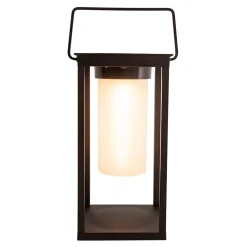 Lampe de camping/de socle à LED h : 28cm , pour l'extérieur, lampe de socle - métal et plastique noir, avec LED intégrée