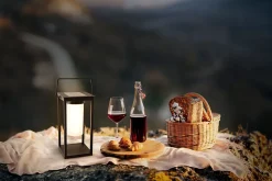 Lampe de camping/de socle à LED h : 28cm , pour l'extérieur, lampe de socle - métal et plastique noir, avec LED intégrée