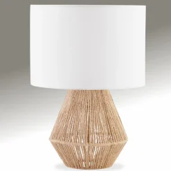 Lampe de chevet au style bohème 60W avec grand abat-jour en tissu