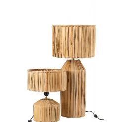 Lampe de chevet feuille de bananier en bois naturel 35x35x87 cm