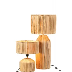 Lampe de chevet feuille de bananier en bois naturel 35x35x87 cm