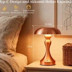 Lampe de chevet led nettlife tactile, intensité variable, sans fil, rechargeable par usb, style vintage