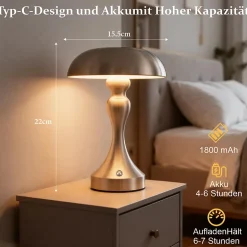 Lampe de chevet led nettlife tactile, intensité variable, sans fil, rechargeable par usb, style vintage