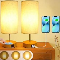 Lampe de Chevet LED Tactile Dimmable marron