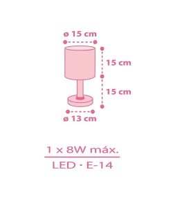 Lampe de chevet pour enfants Sweet Dreams coeurs rose