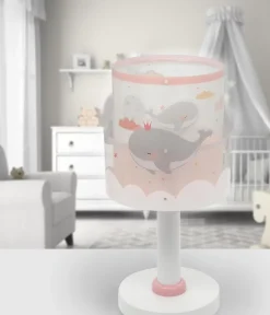 Lampe de chevet pour enfant Whale Dreams Baleine rose