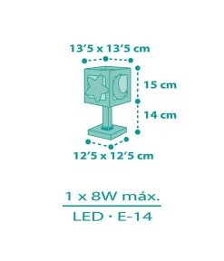 Lampe de chevet pour enfants Moonlight lune et étoiles vert