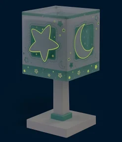 Lampe de chevet pour enfants Moonlight lune et étoiles vert