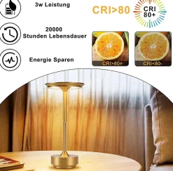 Lampe de chevet sans fil Nettlife à piles Lampe de table LED tactile à intensité variable, lot de 2 avec batterie rechargeable USB
