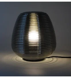 Lampe de chevet Sia verre gris fumé compatible LED