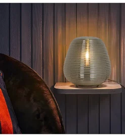 Lampe de chevet Sia verre gris fumé compatible LED