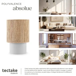 Lampe de chevet style bohème 60W avec fibre naturelle