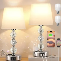 Lampe de Chevet Tactile avec Ports USB-A+C gris