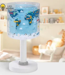 Lampe de chevet Veilleuse LED pour enfants Kids World Carte du Monde