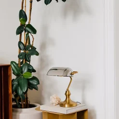 Lampe de notaire classique dorée avec verre miroir fumé - Banker