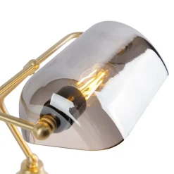 Lampe de notaire classique dorée avec verre miroir fumé - Banker