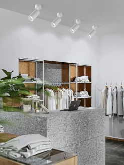 Lampe de plafond ou spot mural CEILUM en aluminium blanc avec douille GU10, orientable à 360, design moderne et fonction