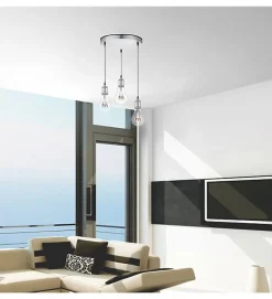 Lampe de plafond suspension design en métal satin mat E27 3 spots compatible LED